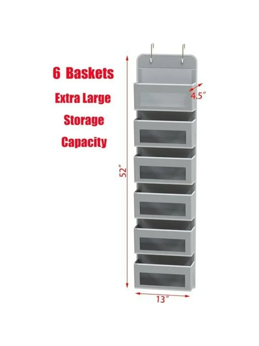 Over Door Hanging Organizer 6 Pocket Storage Clear Window Closet Holder